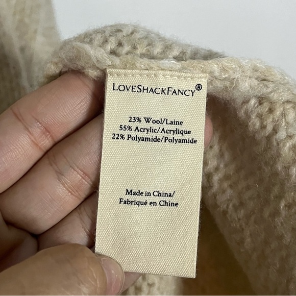 LoveShackFancy Guthrie Wool-Blend Cardigan in Brown/Beige Size Small